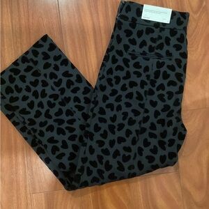 Ann Taylor Black Heart Pattern Straight Leg Pants